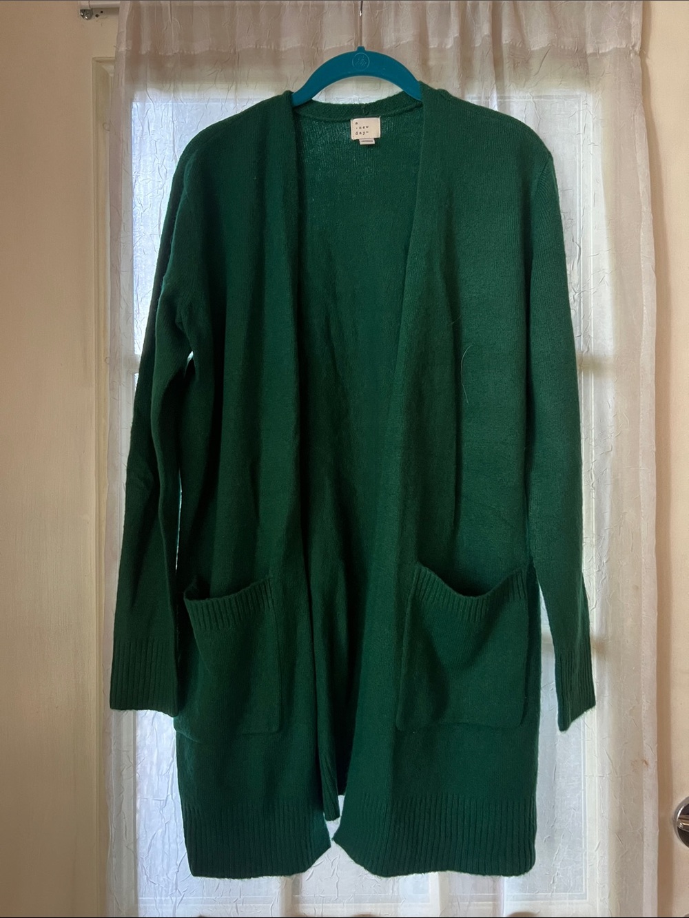 a new day Deep Green Open-Front Cardigan with Pockets